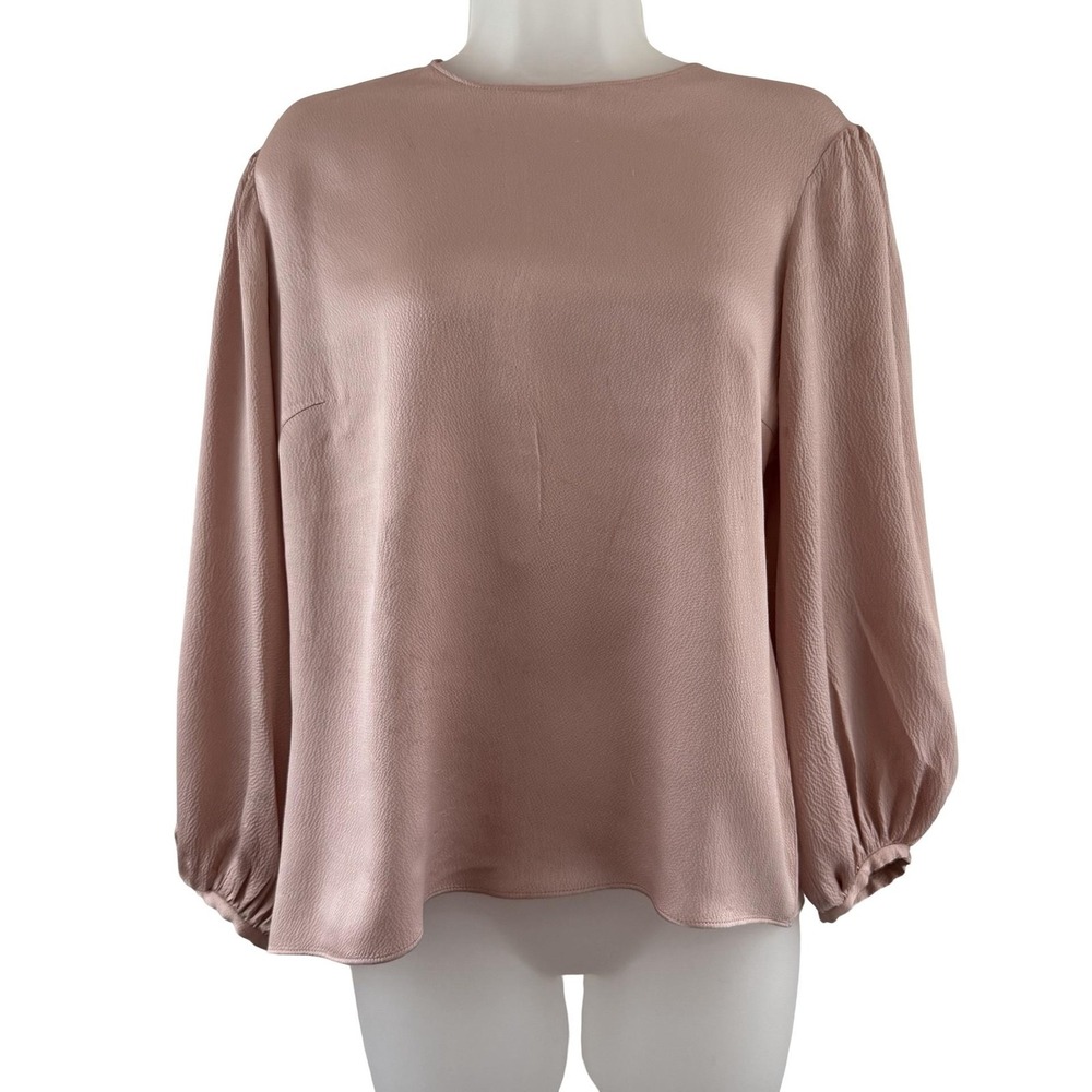Mansur Gavriel Blouse Womens Medium Pink Long Sleeve Textured Balloon‎ Top